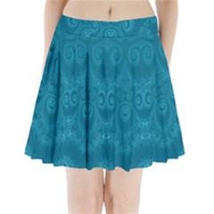 Cerulean Blue Spirals Pleated Mini Skirt by SpinnyChairDesigns