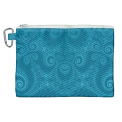 Cerulean Blue Spirals Canvas Cosmetic Bag (xl) by SpinnyChairDesigns