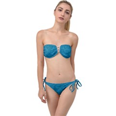 Cerulean Blue Spirals Twist Bandeau Bikini Set by SpinnyChairDesigns