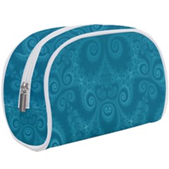 Cerulean Blue Spirals Makeup Case (large) by SpinnyChairDesigns