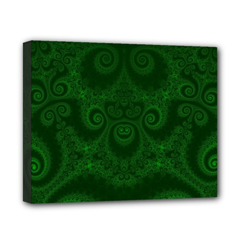 Emerald Green Spirals Canvas 10  X 8  (stretched) by SpinnyChairDesigns