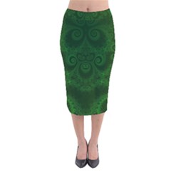 Emerald Green Spirals Velvet Midi Pencil Skirt by SpinnyChairDesigns