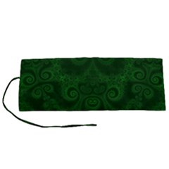 Emerald Green Spirals Roll Up Canvas Pencil Holder (s) by SpinnyChairDesigns