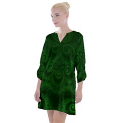 Emerald Green Spirals Open Neck Shift Dress by SpinnyChairDesigns
