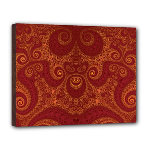 Red And Gold Spirals Canvas 14  X 11  (stretched) by SpinnyChairDesigns