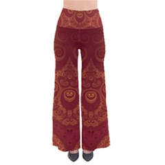 Red And Gold Spirals So Vintage Palazzo Pants by SpinnyChairDesigns