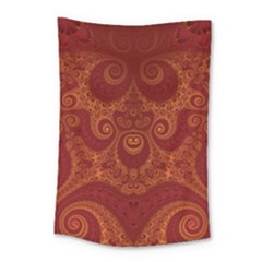 Red And Gold Spirals Small Tapestry by SpinnyChairDesigns