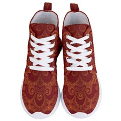 Red And Gold Spirals Women s Lightweight High Top Sneakers by SpinnyChairDesigns