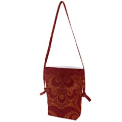 Red And Gold Spirals Folding Shoulder Bag by SpinnyChairDesigns