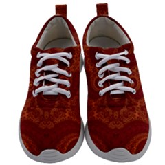 Red And Gold Spirals Mens Athletic Shoes by SpinnyChairDesigns