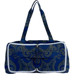 Navy Blue And Gold Swirls Multi Function Bag by SpinnyChairDesigns