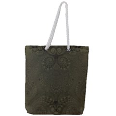 Rustic Green Brown Swirls Full Print Rope Handle Tote (large) by SpinnyChairDesigns