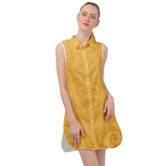 Golden Honey Swirls Sleeveless Shirt Dress by SpinnyChairDesigns