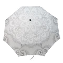 Wedding White Swirls Spirals Folding Umbrellas by SpinnyChairDesigns