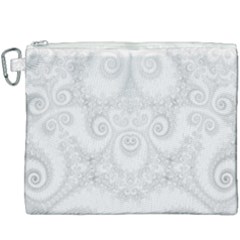 Wedding White Swirls Spirals Canvas Cosmetic Bag (xxxl) by SpinnyChairDesigns