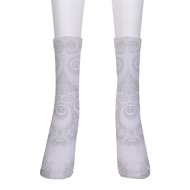 Wedding White Swirls Spirals Men s Crew Socks