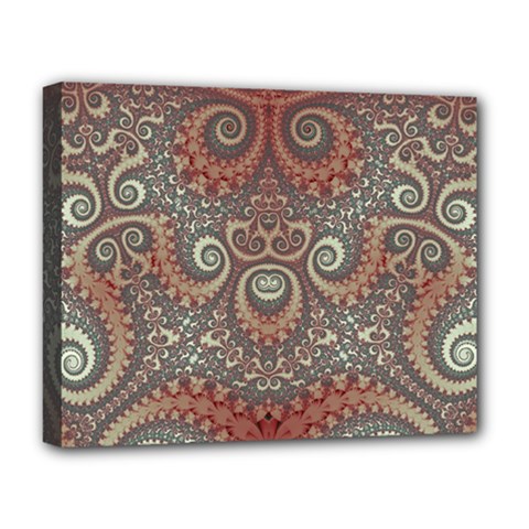 Red And White Color Swirls Deluxe Canvas 20  X 16  (stretched) by SpinnyChairDesigns