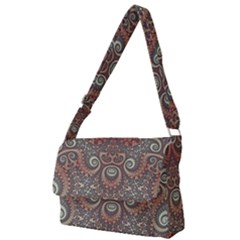 Red And White Color Swirls Full Print Messenger Bag (l) by SpinnyChairDesigns
