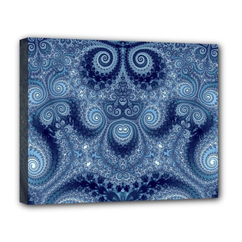 Royal Blue Swirls Deluxe Canvas 20  X 16  (stretched) by SpinnyChairDesigns