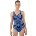 Royal Blue Swirls Cut-Out Back One Piece Swimsuit View1