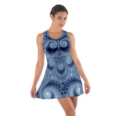 Royal Blue Swirls Cotton Racerback Dress by SpinnyChairDesigns