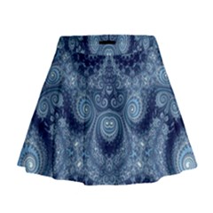 Royal Blue Swirls Mini Flare Skirt by SpinnyChairDesigns