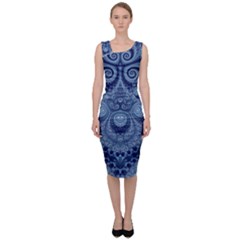 Royal Blue Swirls Sleeveless Pencil Dress by SpinnyChairDesigns