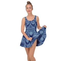 Royal Blue Swirls Inside Out Casual Dress by SpinnyChairDesigns