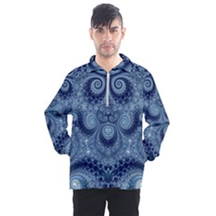 Royal Blue Swirls Men s Half Zip Pullover by SpinnyChairDesigns