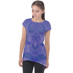 Mystic Purple Swirls Cap Sleeve High Low Top by SpinnyChairDesigns