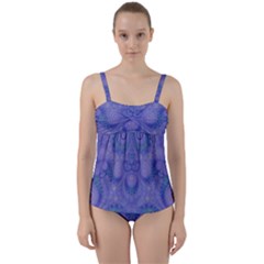 Mystic Purple Swirls Twist Front Tankini Set by SpinnyChairDesigns