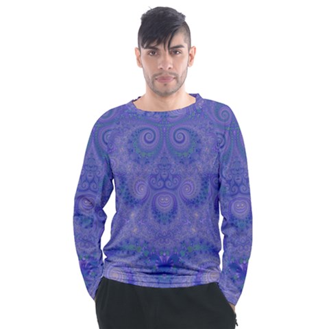 Mystic Purple Swirls Men s Long Sleeve Raglan Tee by SpinnyChairDesigns