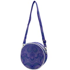 Mystic Purple Swirls Crossbody Circle Bag by SpinnyChairDesigns