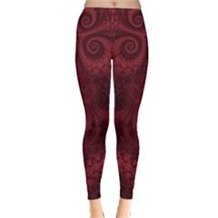 Burgundy Wine Swirls Leggings  by SpinnyChairDesigns