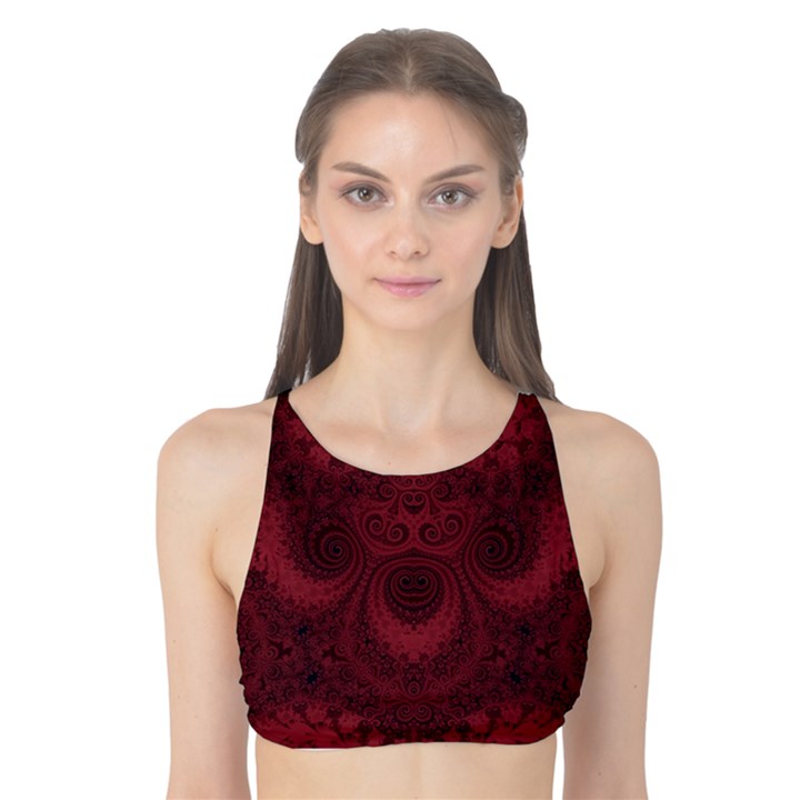 Burgundy Wine Swirls Tank Bikini Top