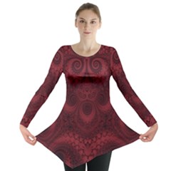 Burgundy Wine Swirls Long Sleeve Tunic  by SpinnyChairDesigns