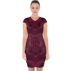 Burgundy Wine Swirls Capsleeve Drawstring Dress  by SpinnyChairDesigns