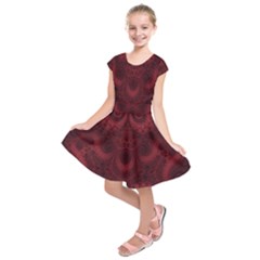 Burgundy Wine Swirls Kids  Short Sleeve Dress by SpinnyChairDesigns