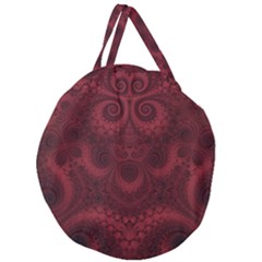 Burgundy Wine Swirls Giant Round Zipper Tote by SpinnyChairDesigns