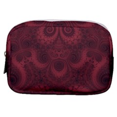 Burgundy Wine Swirls Make Up Pouch (small) by SpinnyChairDesigns