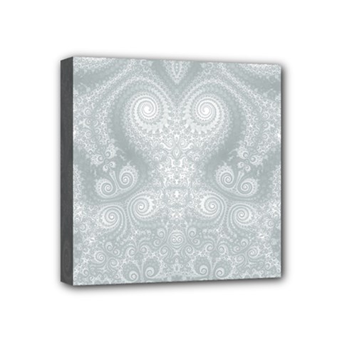 Ash Grey White Swirls Mini Canvas 4  X 4  (stretched) by SpinnyChairDesigns