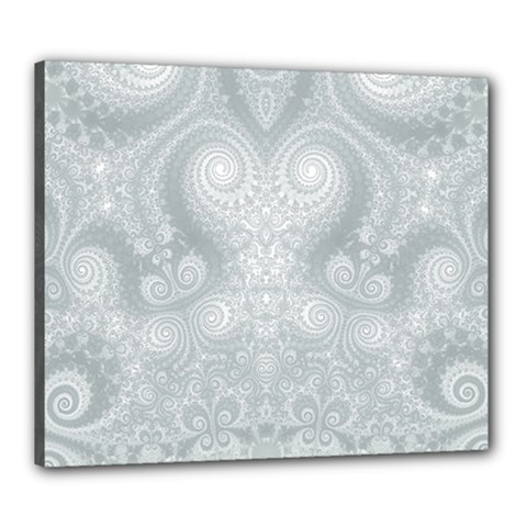 Ash Grey White Swirls Canvas 24  X 20  (stretched) by SpinnyChairDesigns