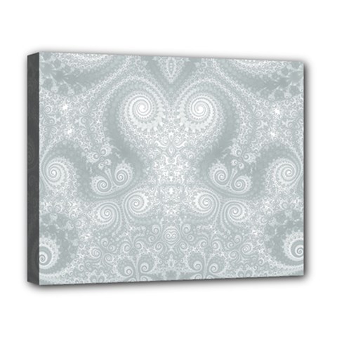 Ash Grey White Swirls Deluxe Canvas 20  X 16  (stretched) by SpinnyChairDesigns