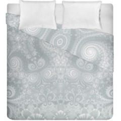 Ash Grey White Swirls Duvet Cover Double Side (king Size) by SpinnyChairDesigns