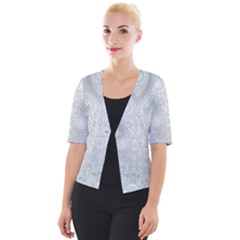 Ash Grey White Swirls Cropped Button Cardigan by SpinnyChairDesigns