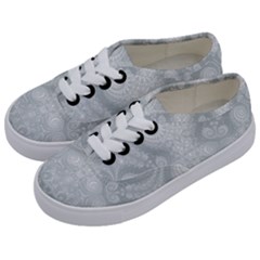 Ash Grey White Swirls Kids  Classic Low Top Sneakers by SpinnyChairDesigns