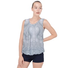 Ash Grey White Swirls Bubble Hem Chiffon Tank Top by SpinnyChairDesigns