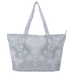 Ash Grey White Swirls Full Print Shoulder Bag by SpinnyChairDesigns