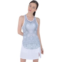 Ash Grey White Swirls Racer Back Mesh Tank Top by SpinnyChairDesigns