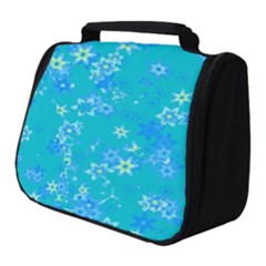 Aqua Blue Floral Print Full Print Travel Pouch (small) by SpinnyChairDesigns